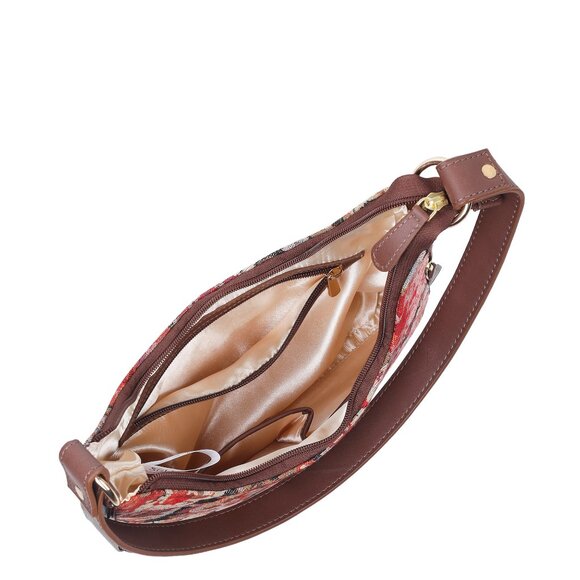 Floral Pattern Tapestry Fabric Hobo Bag For Women | Shoulder Sling Bag - Picture 5 of 9